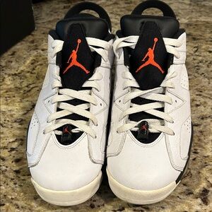 Jordan White Black and Orange Retro Jumpman Sneakers